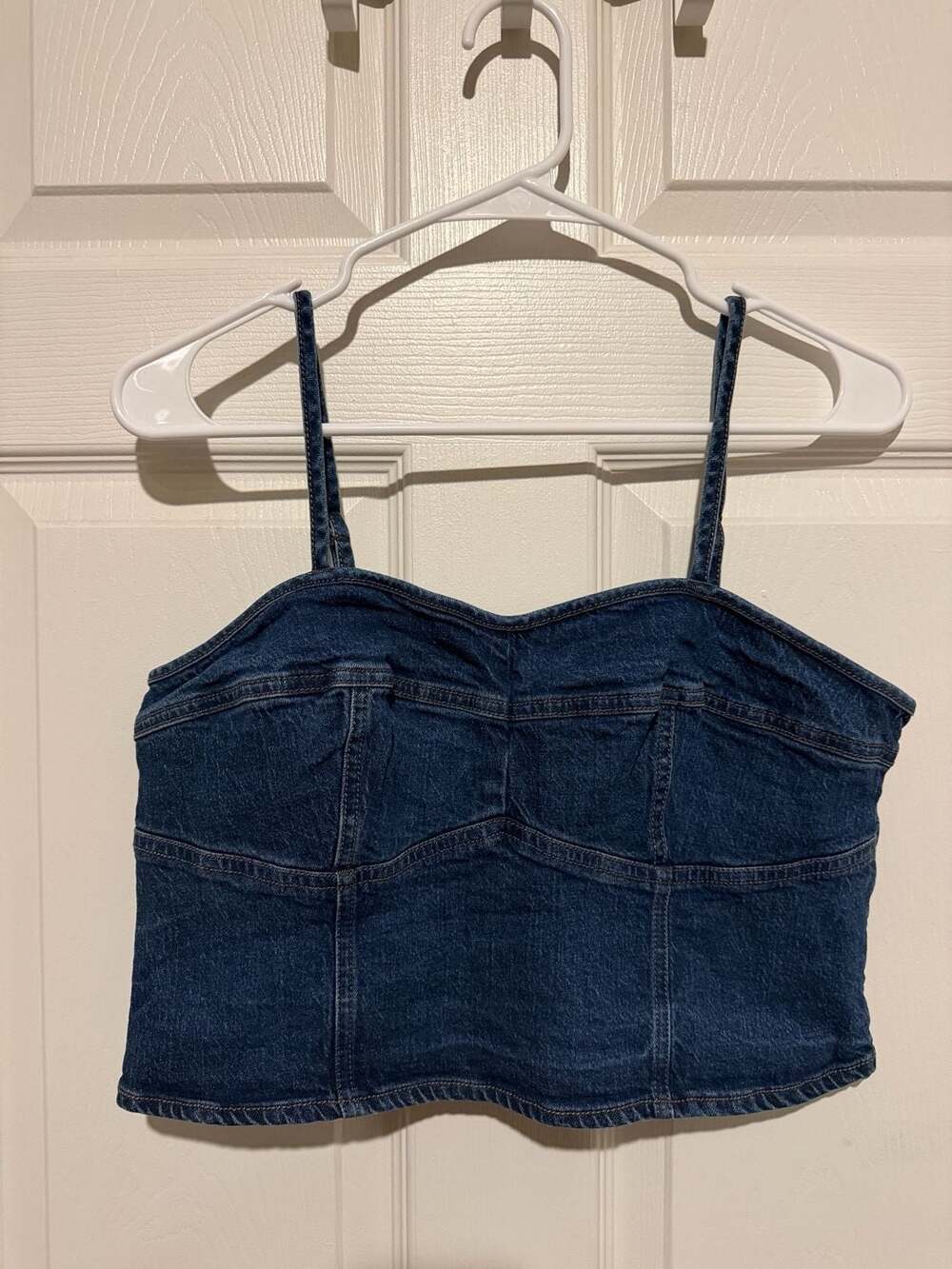 Universal Thread Women's Denim Corset Bustier Spaghetti Strap Crop Top - Picture 2 of 3